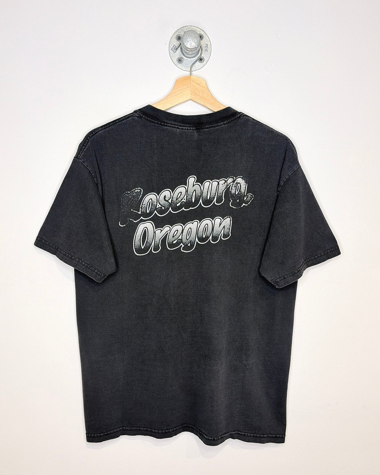 Vintage 2002 Fast Stop Oregon Faded Black Racing Tee Shirt