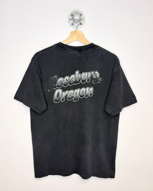Vintage 2002 Fast Stop Oregon Faded Black Racing Tee Shirt