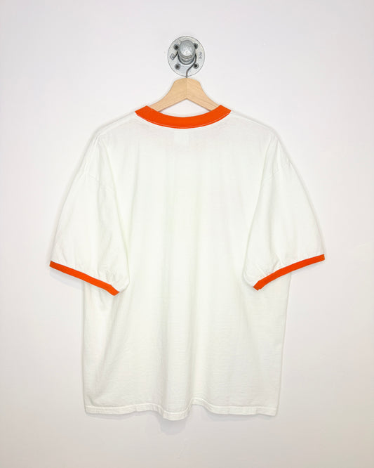 Vintage 90s Illinois White & Orange Ringer Tee Shirt