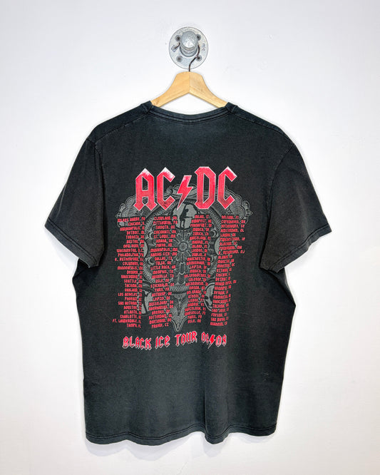 2009 AC/DC Black Ice Tour Faded Black Tee Shirt