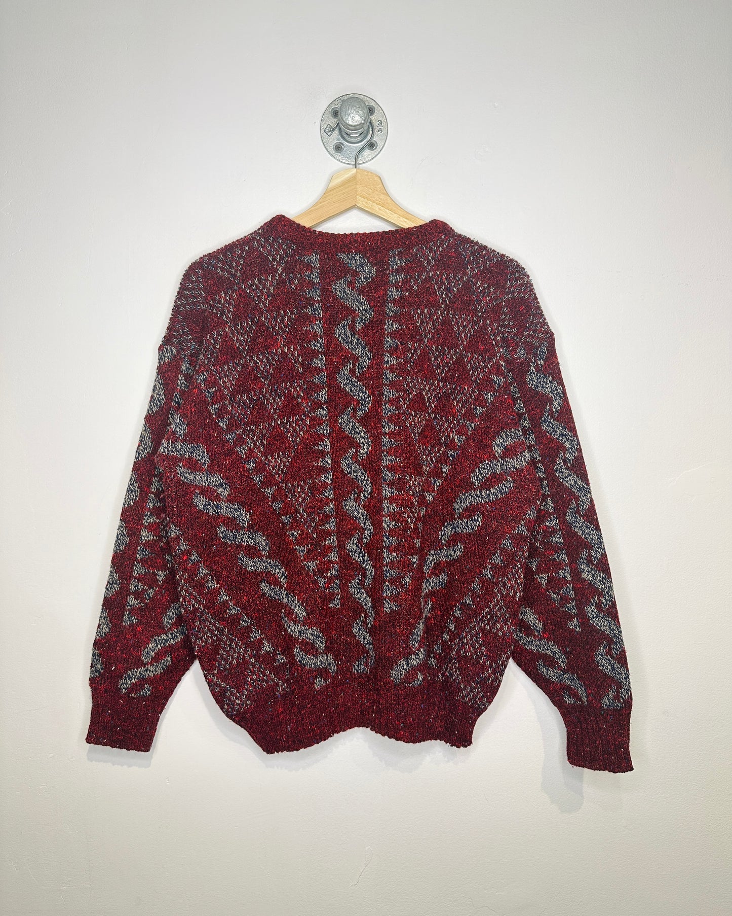 Vintage 1980s Made In USA 100% Acrylic Burgundy And Blue