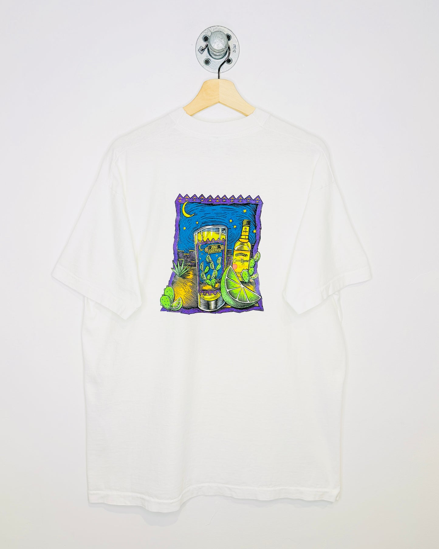 Vintage 1990s Jose Cuervo Graphic White Tee Shirt