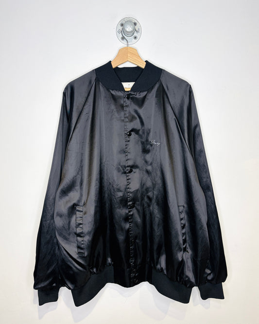 Vintage 90s Corvette Embroidered Black Satin Snap Jacket