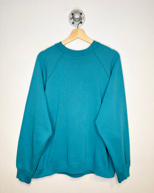 Vintage 80s Winter Texan Teal Raglan Crewneck Sweatshirt
