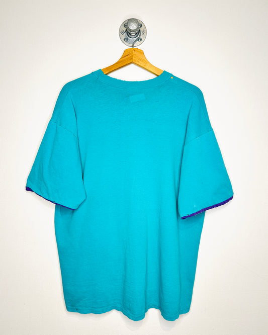 Vintage 90s Donald Duck Disney Teal Distressed Tee Shirt