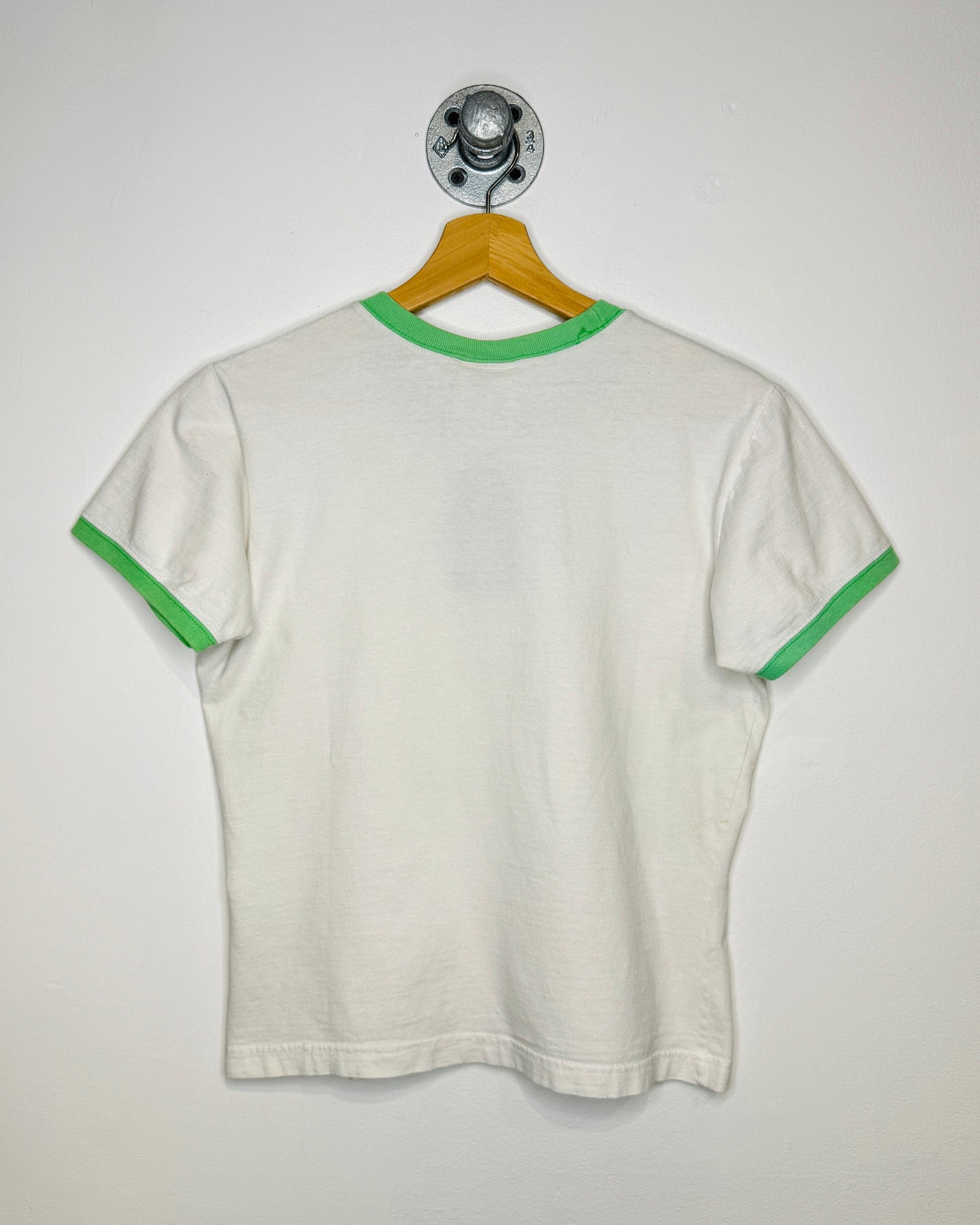 2000s Adidas White & Light Green Baby Tee Shirt