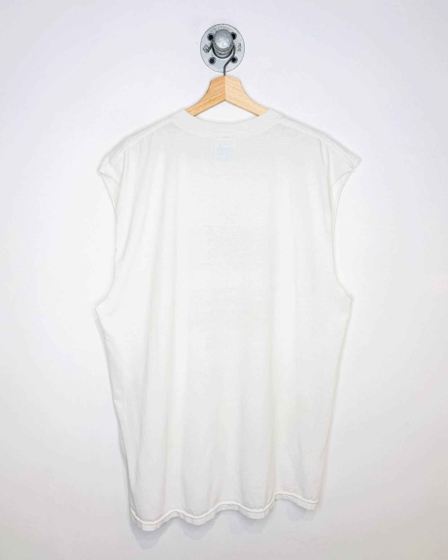 Vintage Early 2000s WWF Raw Is War White Cut Off Tank Top