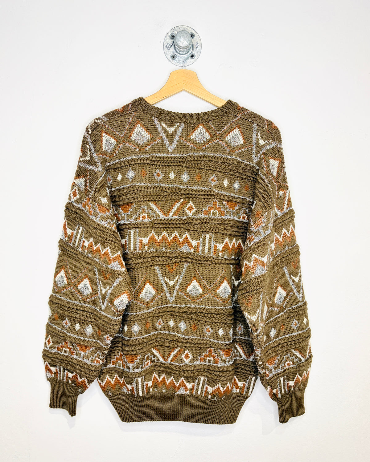 Vintage 90s Italian Made Chunky Green Knit Sweater