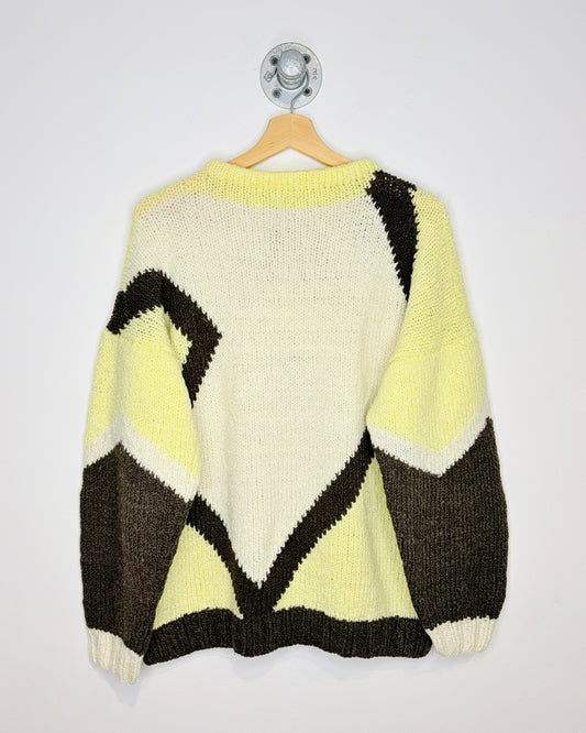 Vintage Hand Made Yellow Knit Sweater