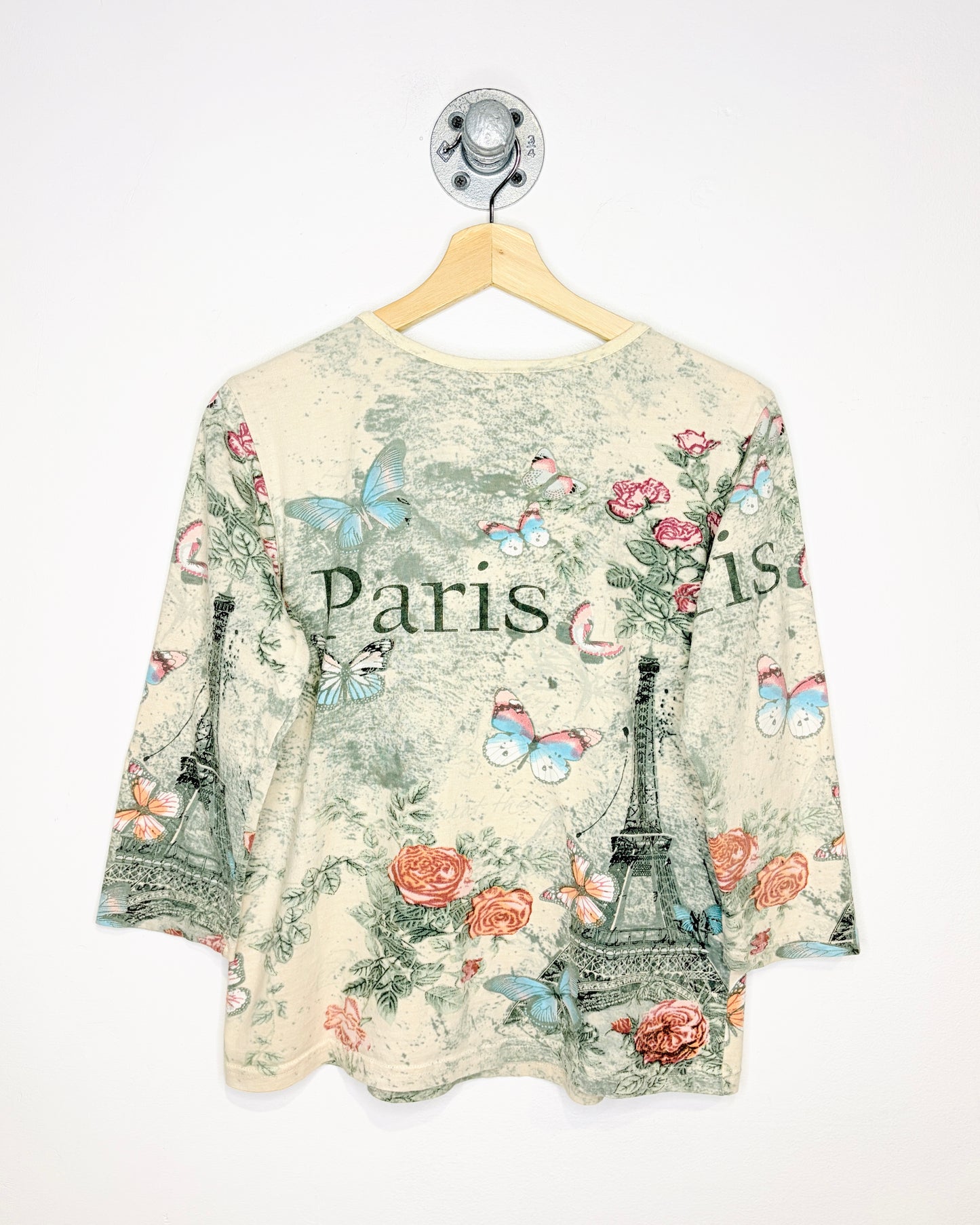 Vintage Y2K Paris AOP Earth Tone Longsleeve Shirt