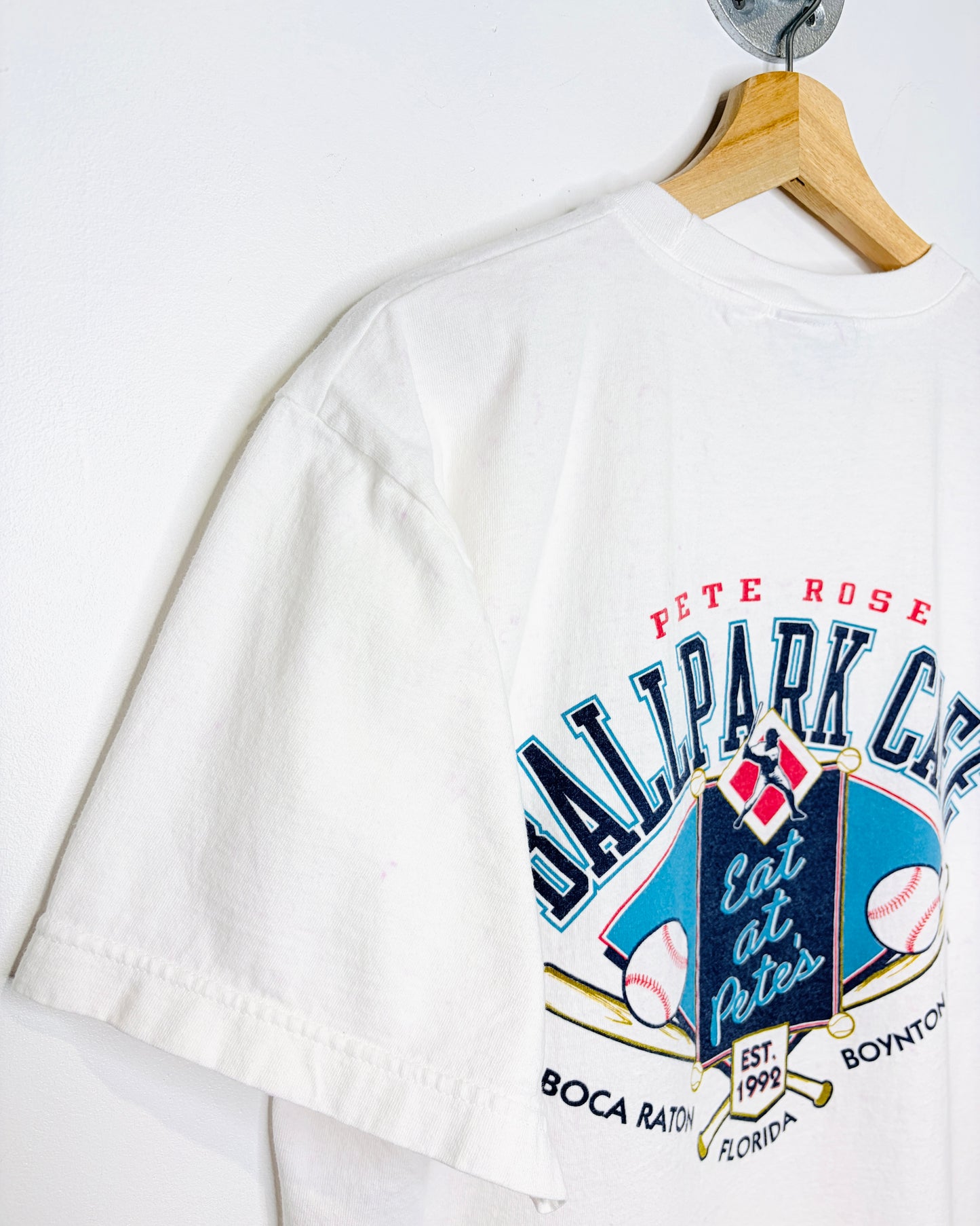 Vintage 1990s Pete Rose Ballpark Cafe White Tee Shirt