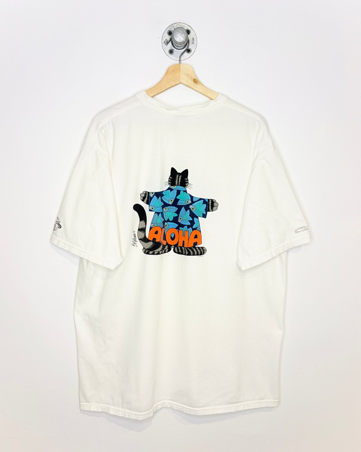2000s Aloha Hawaii Fat Cat White Tee Shirt