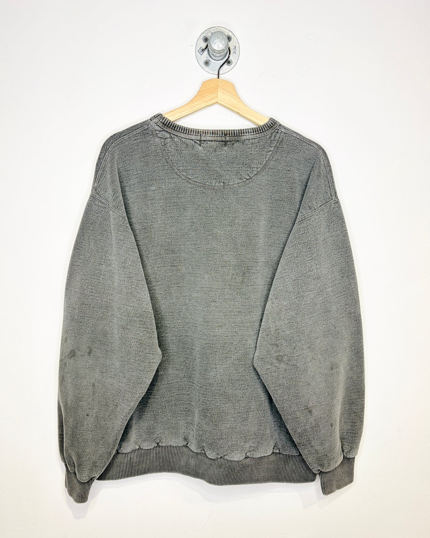 Vintage 90s Horse Embroidery Charcoal Grey Crewneck Sweatshirt
