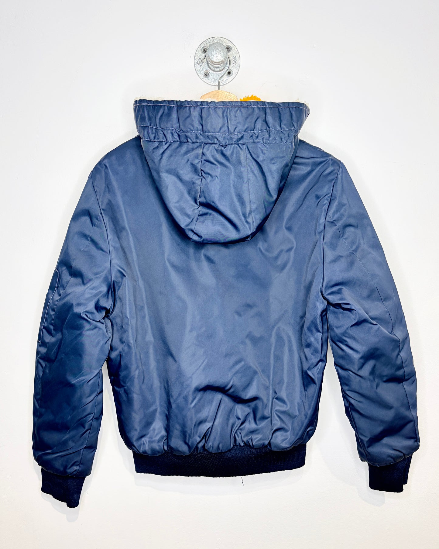 Vintage 80s Sherpa Lined Navy Blue Bomber Jacket