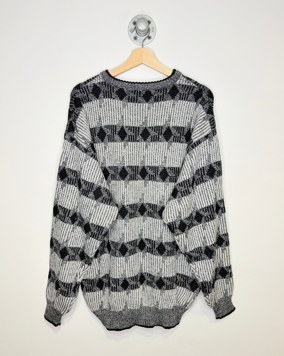 Vintage 90s Grenadier Grey Abstract Patterned Sweater