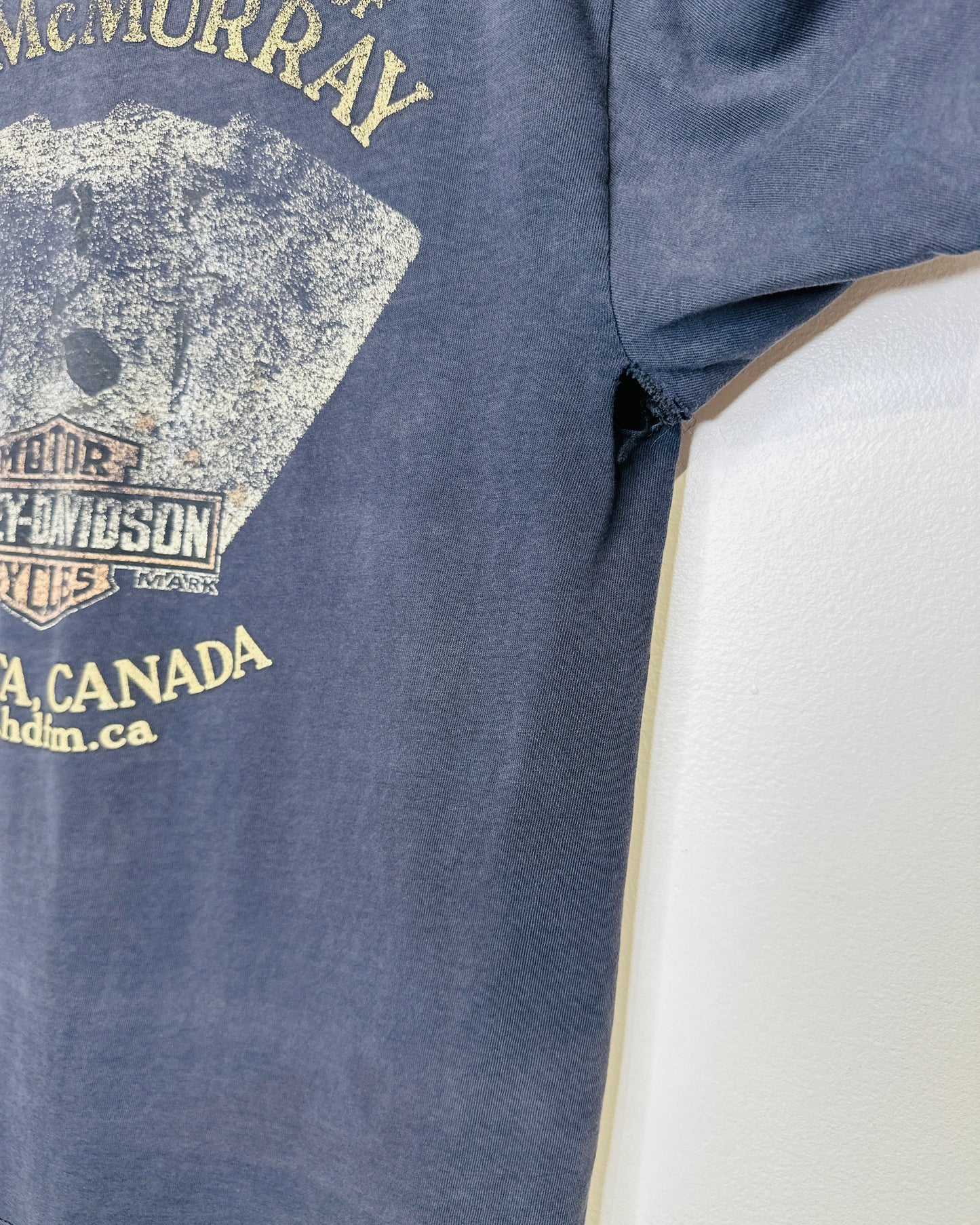Harley-Davidson Fort Mac Faded And Washed Out Black Tee Shirt