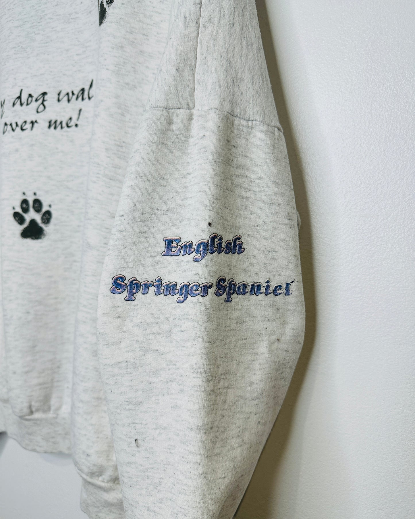 Vintage English Springer Spanier Grey Crewneck Sweatshirt