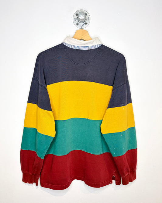 Vintage John Ashford Distressed Color Block Rugby Shirt