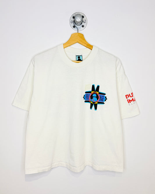 Vintage 90s Public Image Boxy & Cropped Fit White Tee Shirt