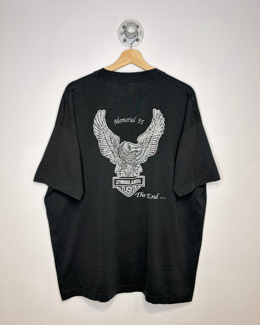 Vintage 1995 Southern Tusker Lethbridge Black Biker Tee Shirt