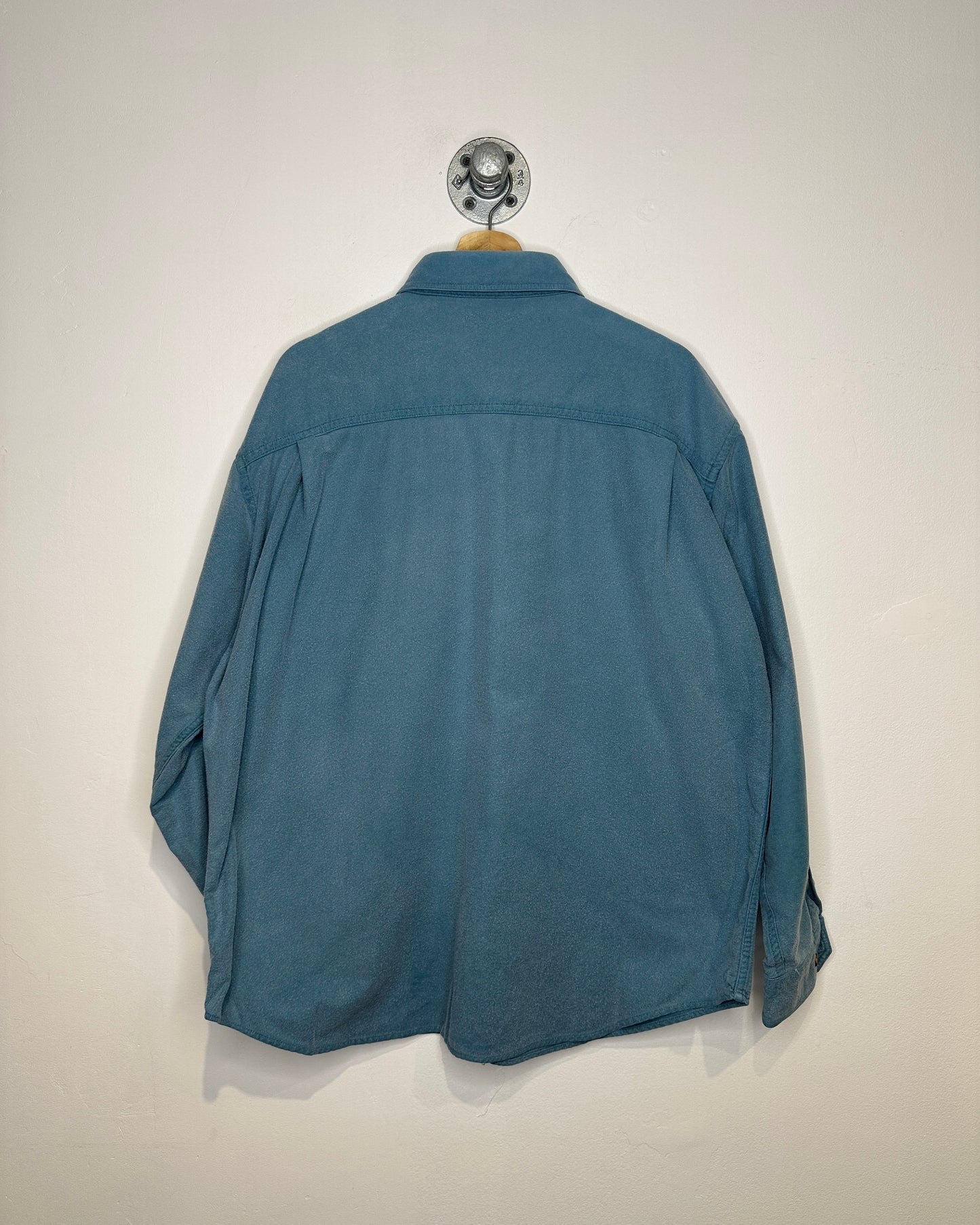 Vintage 1990s Lands’ End One Pocket Washed Blue 100 % Cotton Button Down Shirt