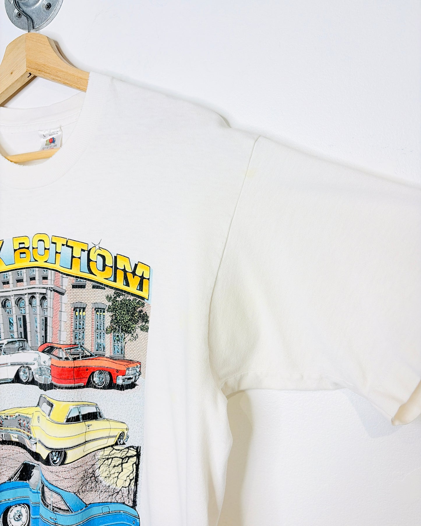 Vintage 90s “Rock Bottom” Hot Rods White Tee Shirt