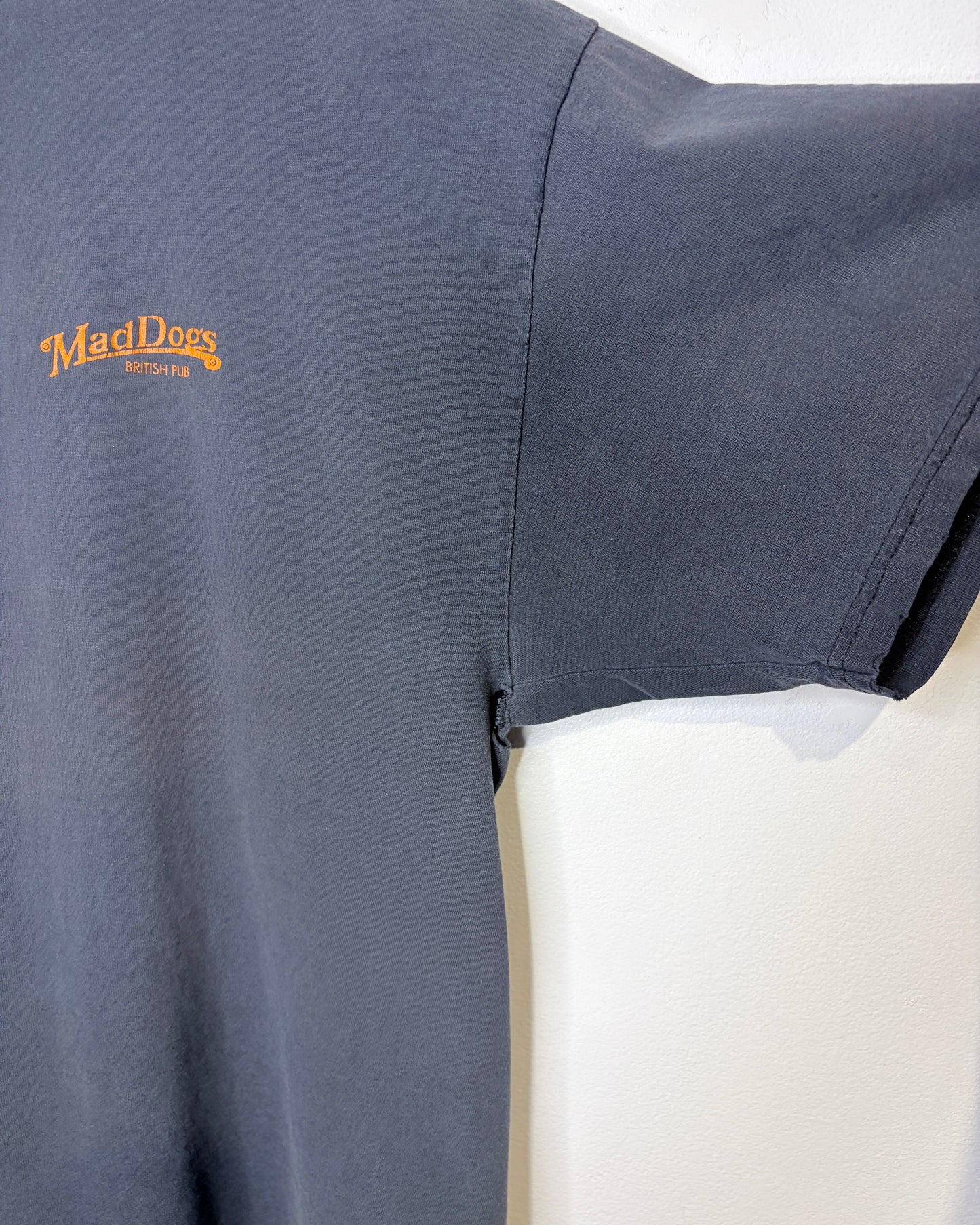 Vintage Mad Dogs British Pub Faded & Distressed Black Tee Shirt