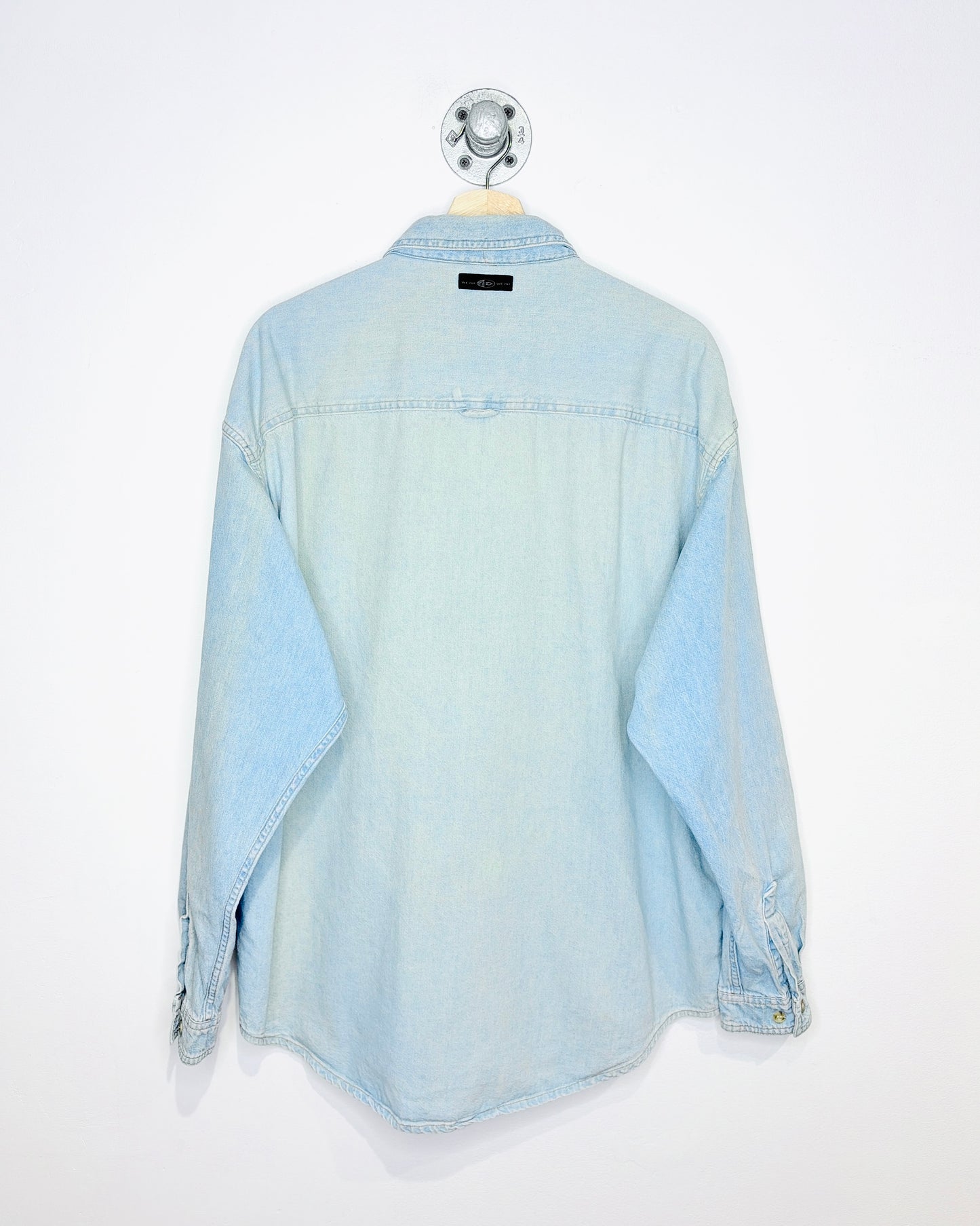 Vintage 90s iD Wear Faded Light Wash Denim Button Up Shirt