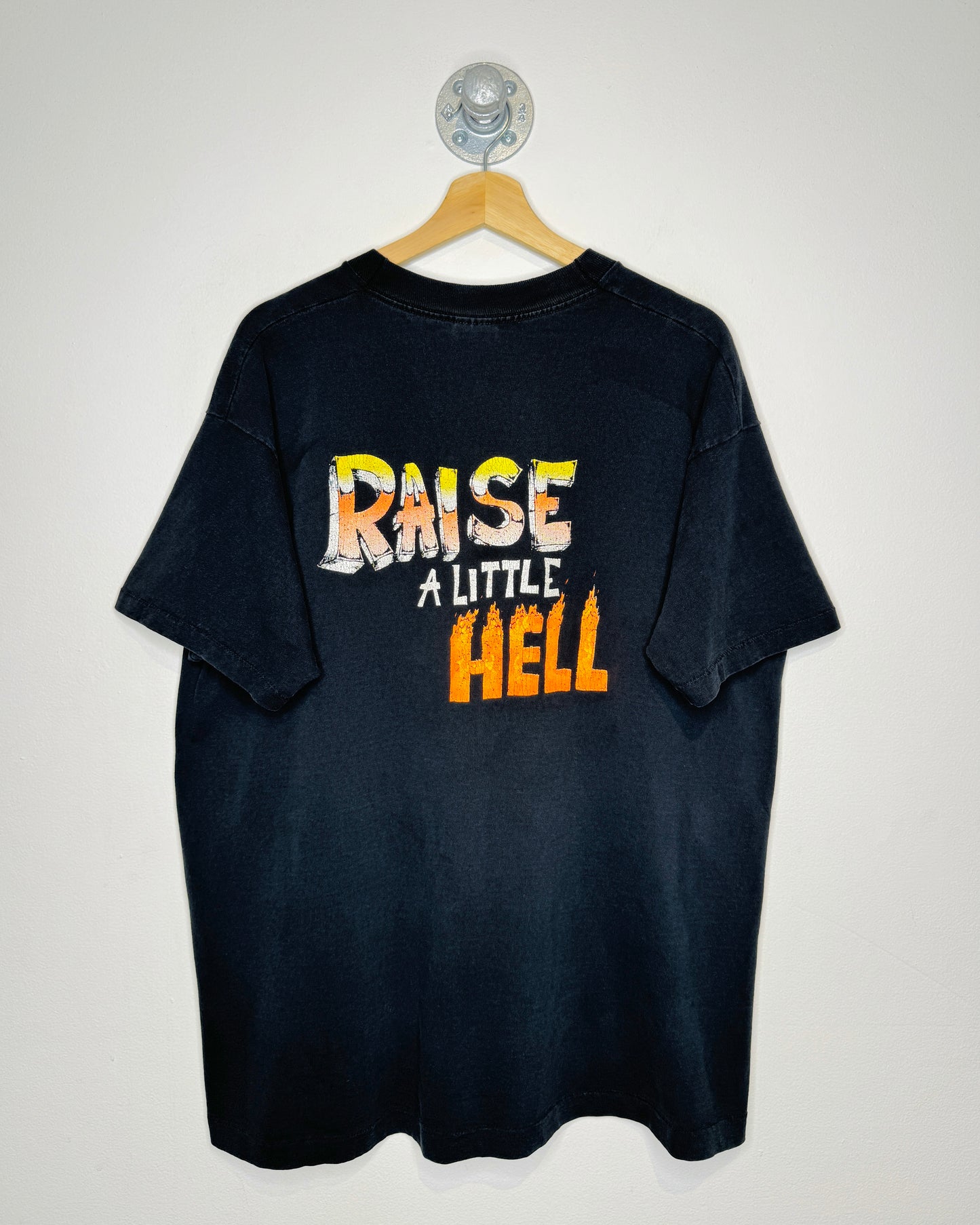 Vintage 90s Schools Out Raise A Little Hell Black Tee Shirt