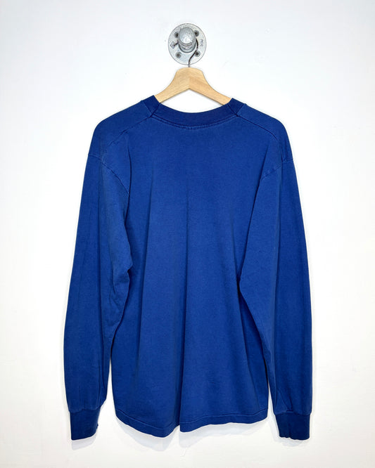 Vintage 90s Blank Fruit Of The Loom Blue Longsleeve Shirt