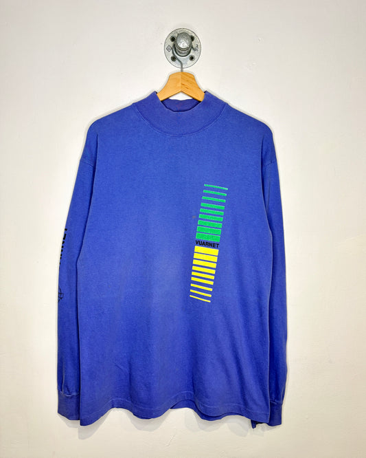 Vintage 90s Vuarnet France Purple Mock Neck Longsleeve Shirt