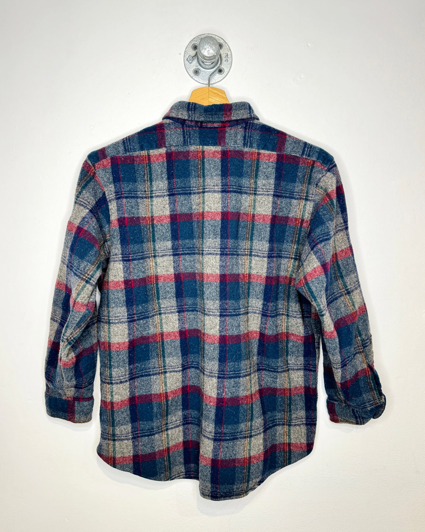 Vintage Pendleton Grey & Blue Wool Flannel