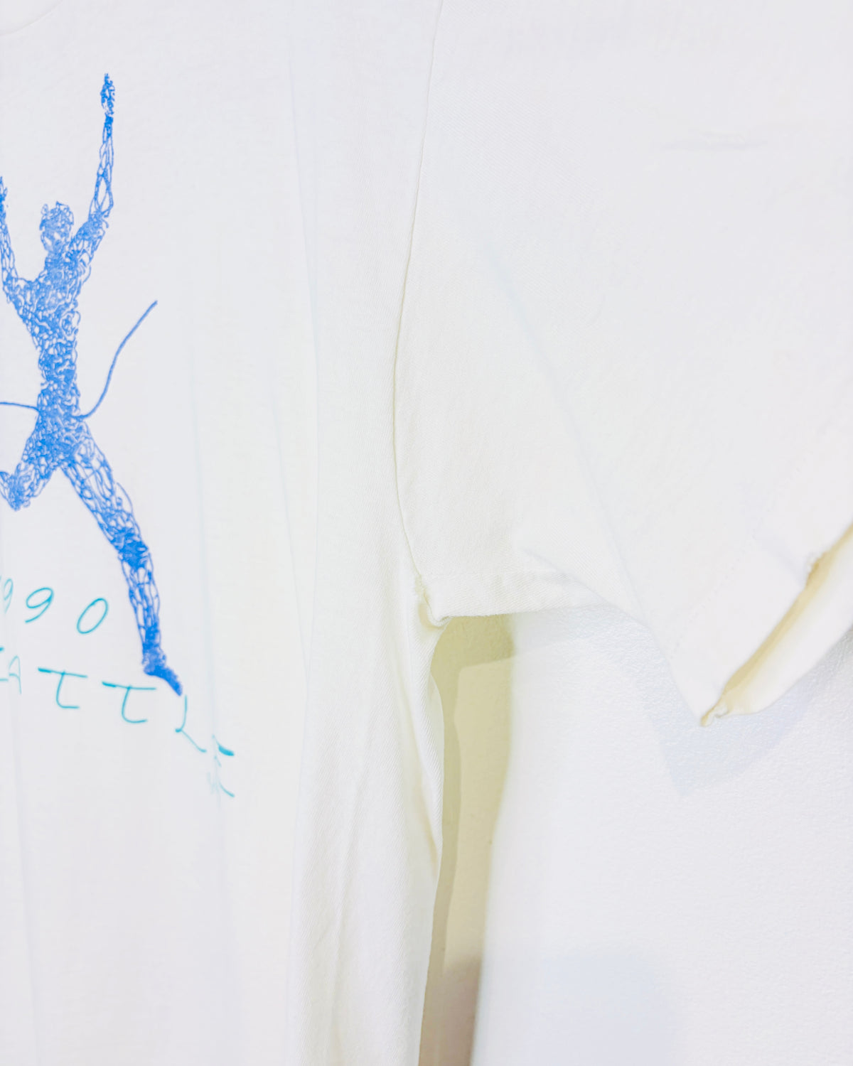 Vintage 1990 Seattle Finish Line Graphic White Tee Shirt