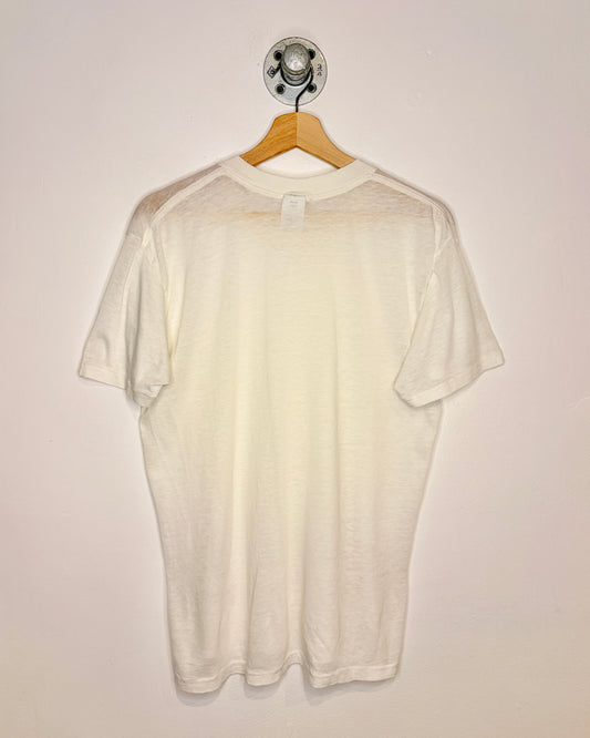 Vintage 90s Towncraft Paper Thin Blank White Tee Shirt