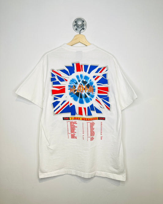 Vintage 1993 Def Leppard The 7-Day Weekend Tour White Tee Shirt