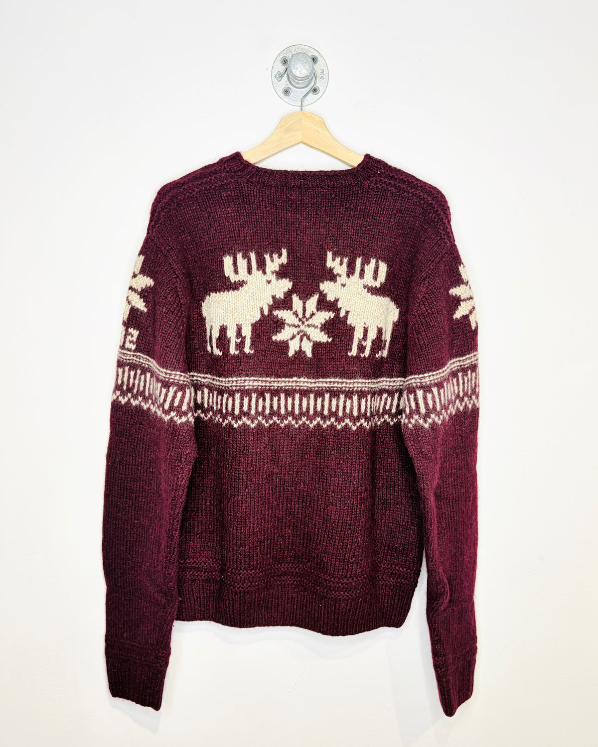 2000s Abercrombie & Fitch Burgundy Wool Handknit Sweater