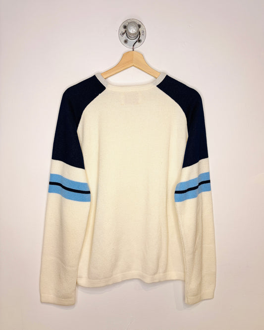 Vintage 70s Jantzen TwoTone White & Navy Blue Sweater