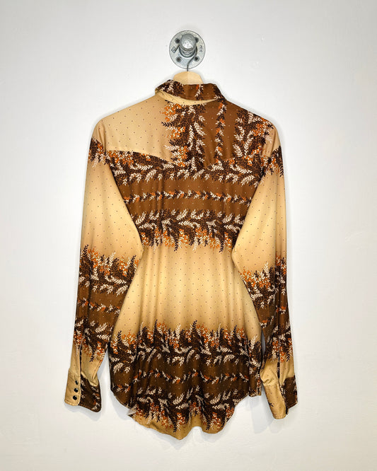 Vintage 70s Wrangler Permanent Press Pearl Snap Button Up Shirt