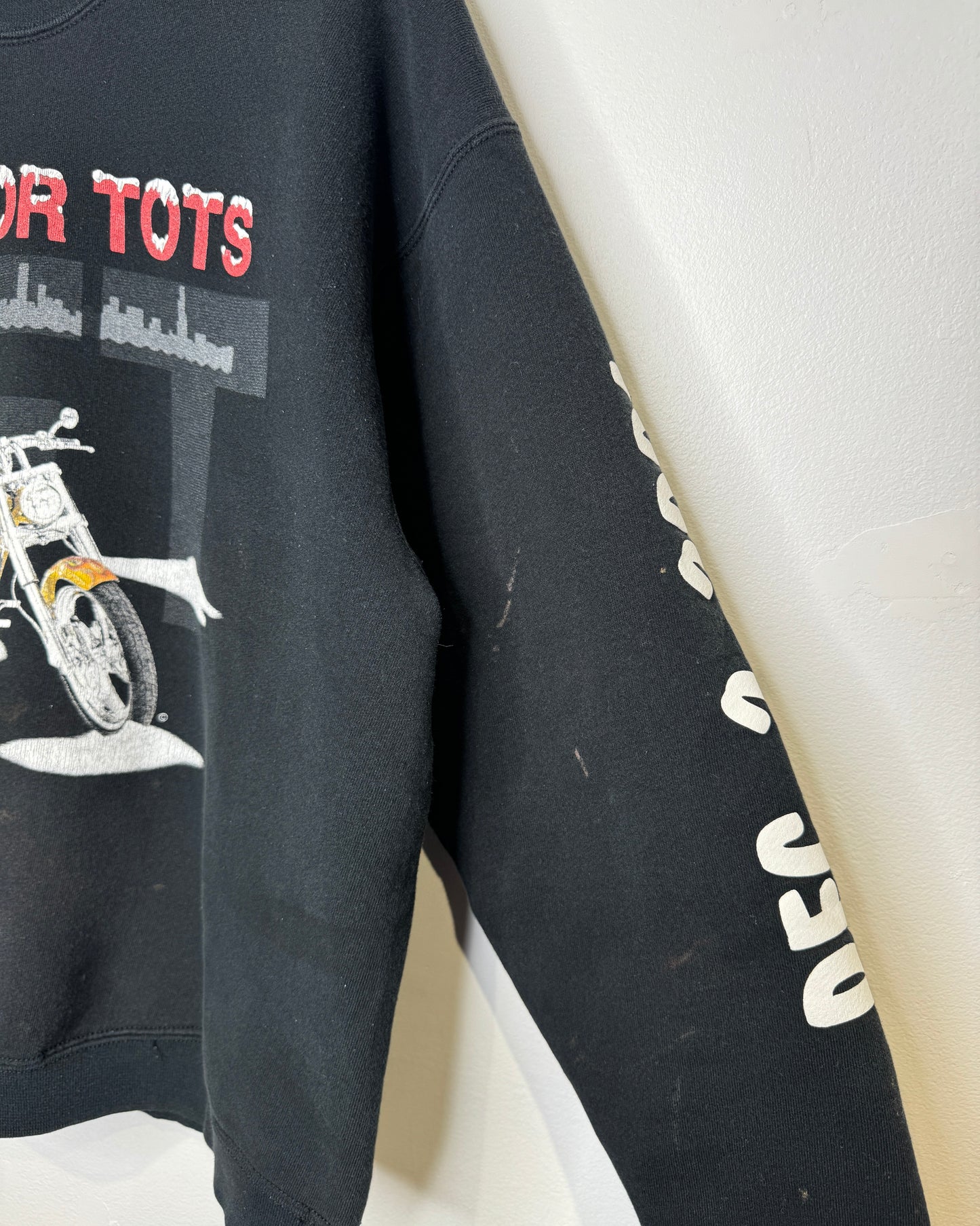 Vintage 2000 Toys For Tots Biker Parade Black Crewneck Sweatshirt