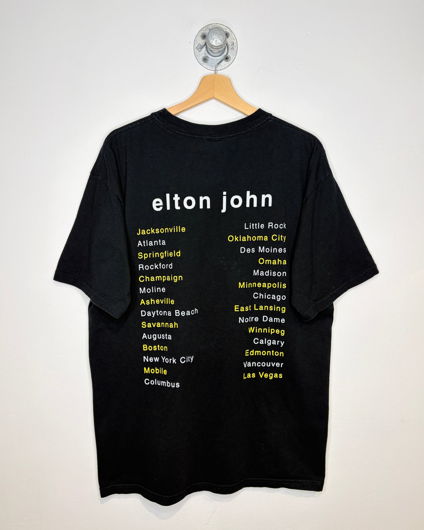 Vintage 2000s Elton John World Tour Black Tee Shirt