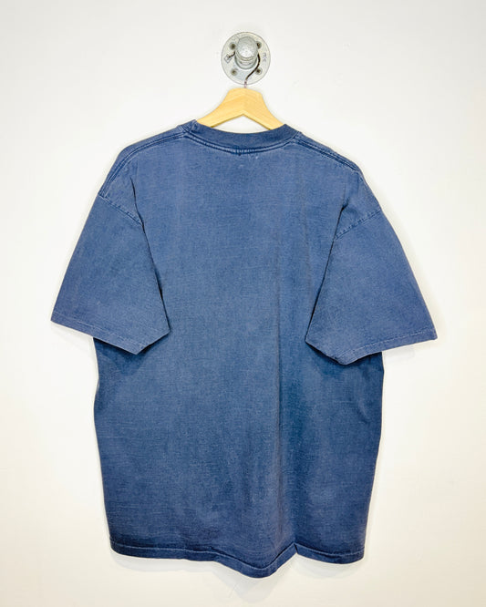 Vintage 90s ENUF Tough Gear Faded Blue Tee Shirt