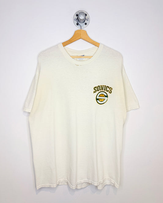 Vintage Seattle SuperSonics Distressed White Tee Shirt
