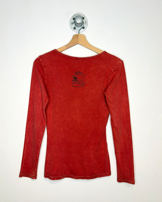 2007 Women's Harley Davidson Red Ribbed Longsleeve Shirt