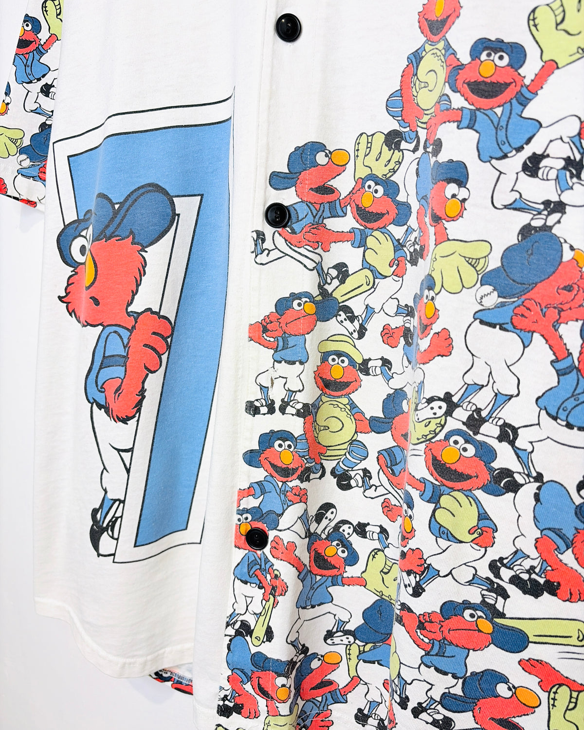 Vintage 1990s Elmo Sesame Street White Baseball Jersey