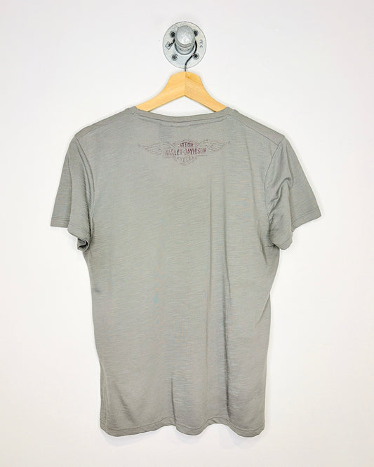 2000s Harley Davidson All Over Print Charcoal Women’s Top