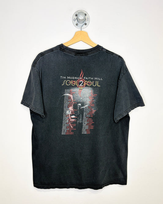 Vintage 2006 Tim McGraw Faith Hill Faded Black Tee Shirt