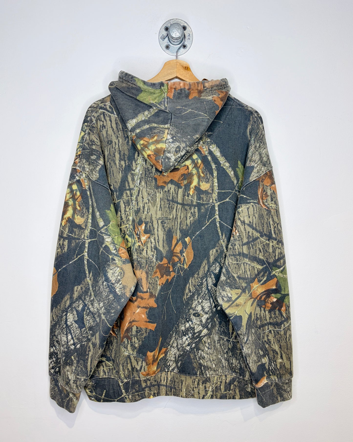 2000s Browning Faded Mossy Oak Camo Zip Up Hoodie