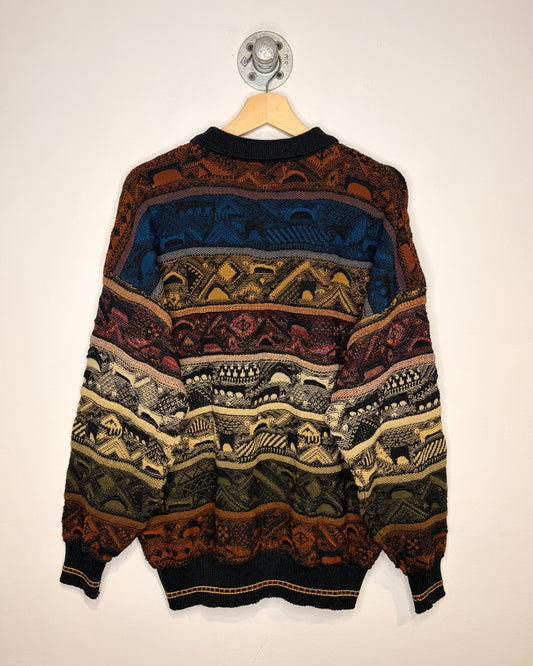 Vintage 90s Coogi Style Multi-Colored Collared Sweater