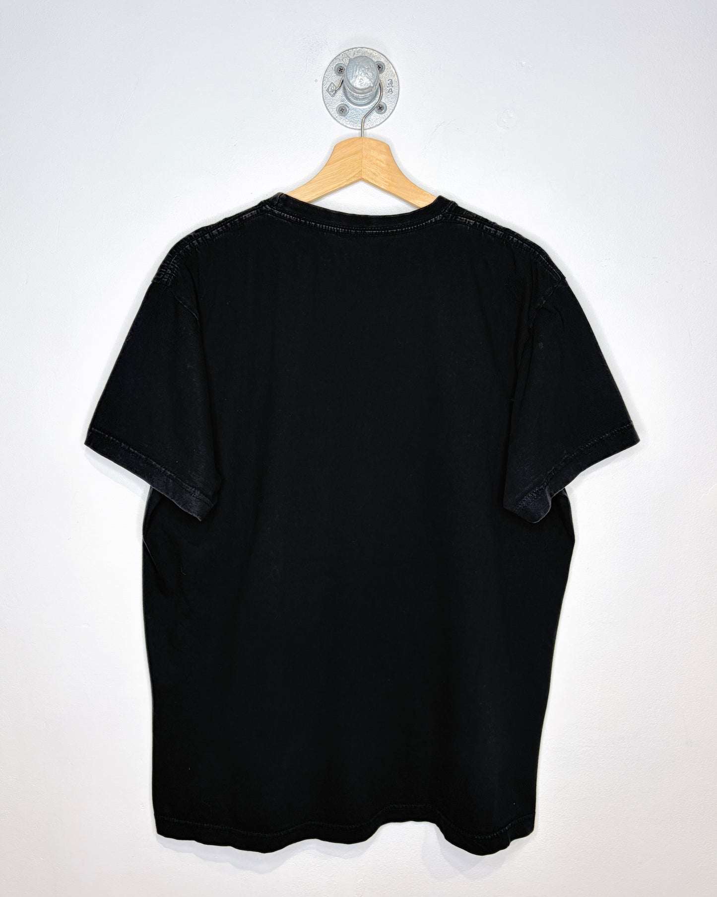 Vintage 1990s French Bald Eagle And Motorcycle Black Tee Shirt