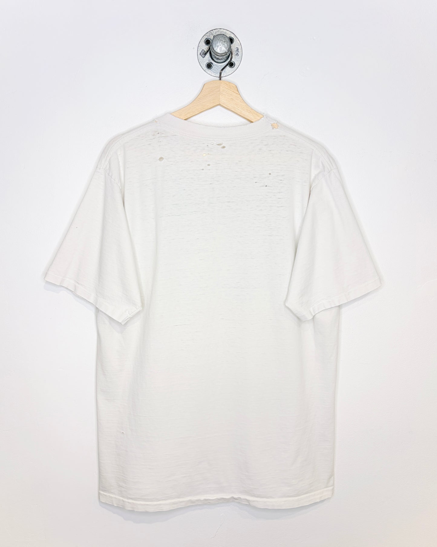 Vintage 90s Wildwood Productions Distressed White Tee Shirt